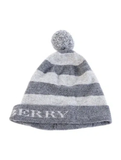 Pre-owned Burberry Pattern Print Cashmere Knit Beanie In Gray