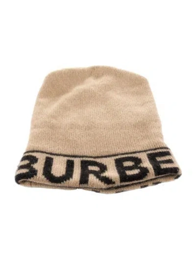 Pre-owned Burberry Pattern Print Cashmere Knit Beanie In Neutral