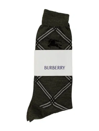 Pre-owned Burberry Pattern Print Knit Socks W/tags W/tags In Green