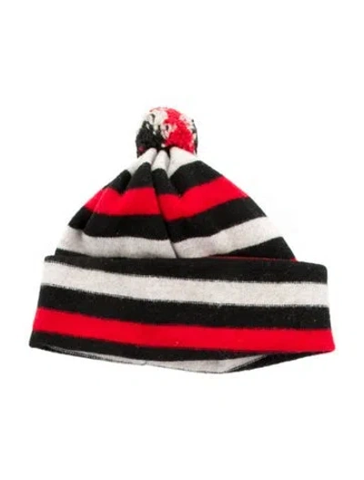 Pre-owned Burberry Pattern Print Lambswool Knit Beanie In Gray