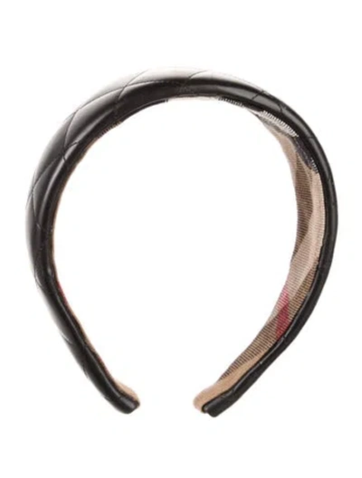 Pre-owned Burberry Pattern Print Leather Hairband In Black
