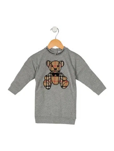 Pre-owned Burberry Babies' Pattern Print Long Sleeve Casual Sweatshirt Dress In Gray