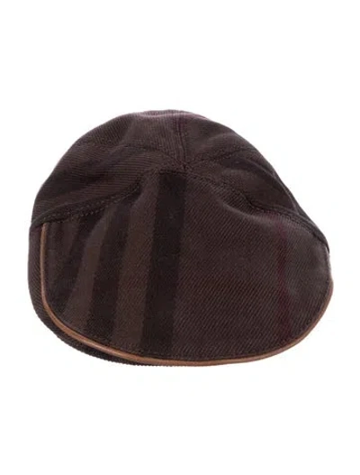 Pre-owned Burberry Pattern Print Newsboy Cap In Brown
