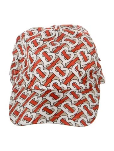 Pre-owned Burberry Pattern Print Silk Baseball Hat In Orange