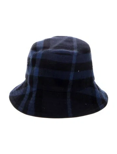 Pre-owned Burberry Pattern Print Virgin Wool Blend Bucket Hat In Blue