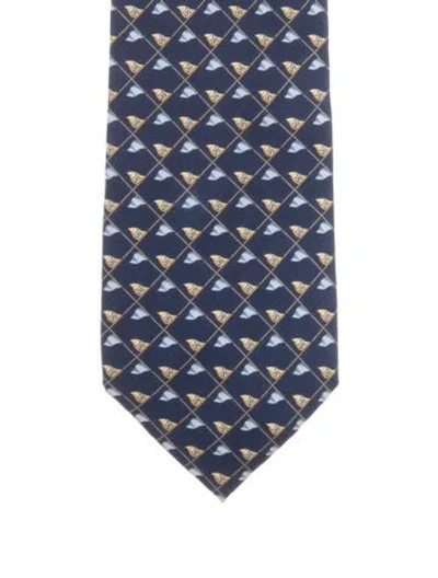Pre-owned Burberry Pattern Silk Tie In Blue