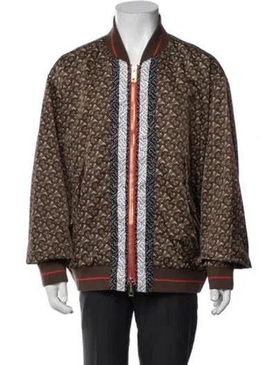 Pre-owned Burberry Patterned Bomber Jacket In Brown