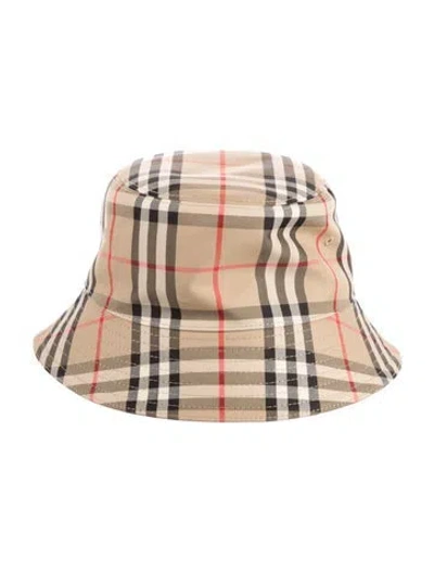 Pre-owned Burberry Patterned Canvas Bucket Hat In Neutral