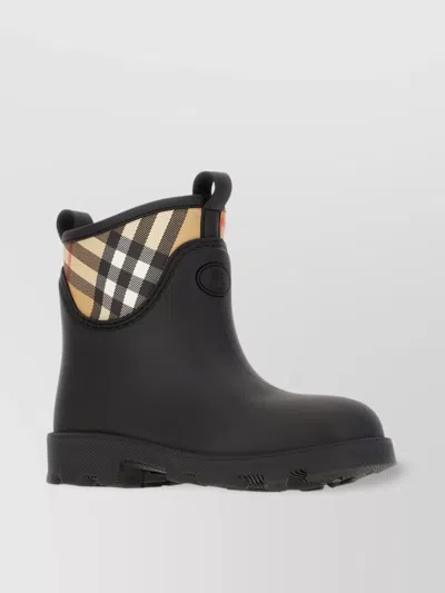 Burberry Patterned Check Pull Tabs Rubber Sole Boots