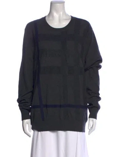 Pre-owned Burberry Patterned Crew Neck Sweater W/ Tags In Blue