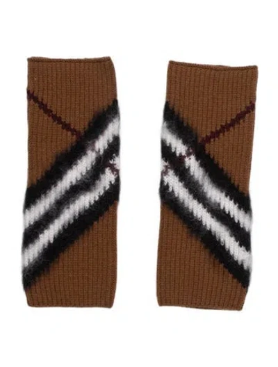 Pre-owned Burberry Patterned Fingerless Gloves In Brown