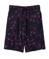 Burberry Patterned Intarsia-knit Cotton-blend Shorts In Black
