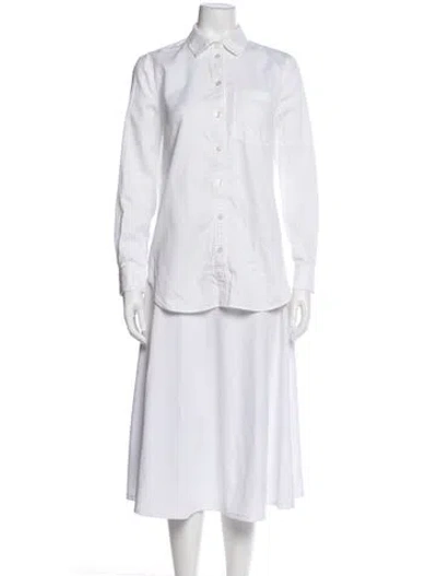 Pre-owned Burberry Patterned Long Sleeve Button-up Top In White