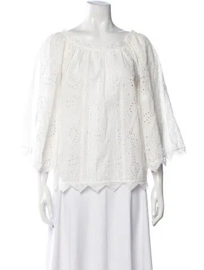 Pre-owned Burberry Patterned Scoop Neck Blouse W/ Tags In White