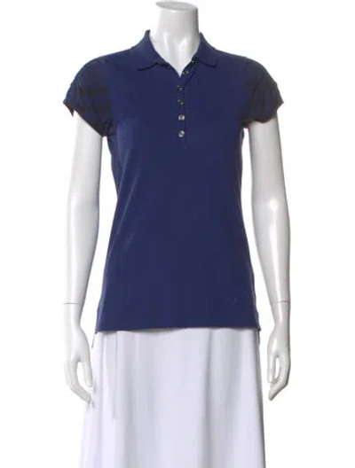 Pre-owned Burberry Patterned Short Sleeve Polo In Blue