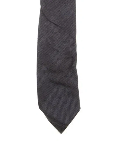 Pre-owned Burberry Patterned Silk Tie In Black