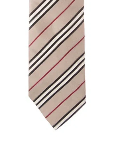 Pre-owned Burberry Patterned Silk Tie In Neutrals
