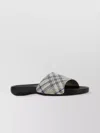 Burberry Patterned Strap Open Toe Rubber Sandals In Black