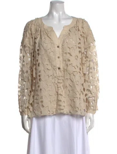 Pre-owned Burberry Patterned V-neck Blouse In Neutrals