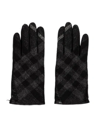 Pre-owned Burberry Patterned Woven Winter Gloves In Black