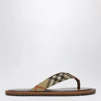 Burberry Pavilion Check Nylon-blend Sandals In Sand Beige In Brown