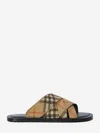 Burberry Jacquard Check Crisscross Slide Sandal In Beige