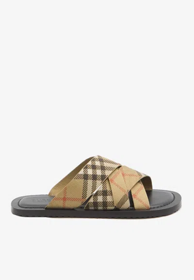 BURBERRY PAVILION CHECKED SANDALS
