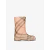Burberry Rubber Check Marsh Boots In Pink