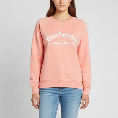 Pre-owned Burberry Peach Logo Embroidered Cotton Knit Crewneck Sweatshirt Xl In Orange