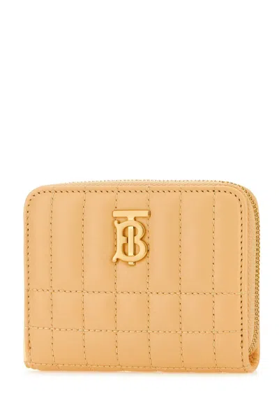 Burberry Peach Nappa Leather Wallet In Goldensand