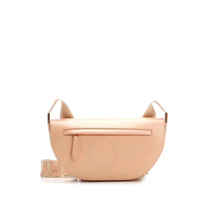 Burberry Peach Pink Small Olympia Leather Shoulder Bag In Pink/orange