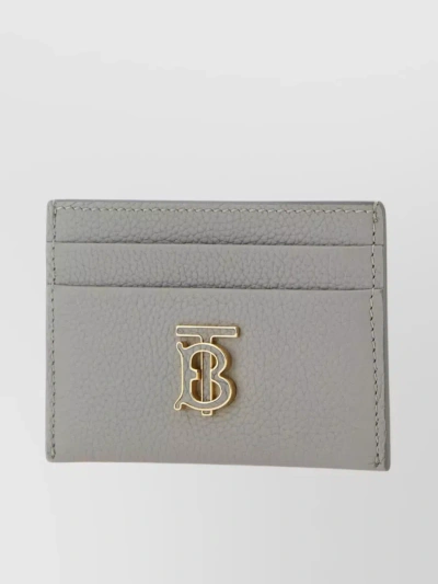 Burberry Pebble Leather Textured Card Holder In Grey