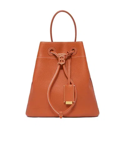 Burberry Pebble-textured Drawstring Tote In Brown