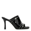 Burberry Glossy Leather Peep Mules In Black