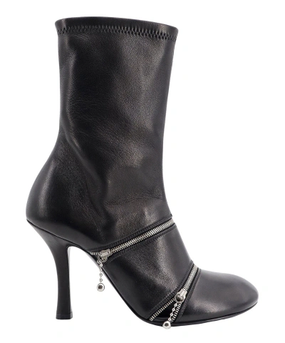 Burberry Peep Heeled Boots In Black