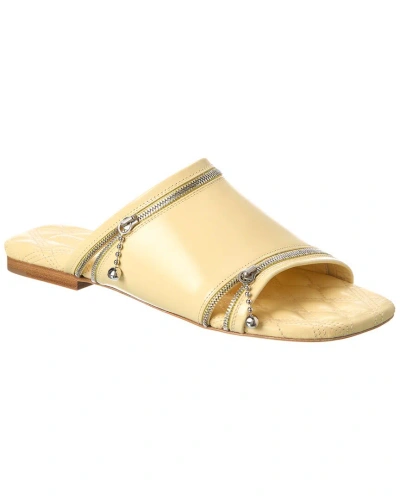 Burberry Peep Leather Sandal In Yellow