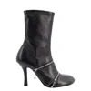 Burberry Peep Leather Ankle Boots In Black