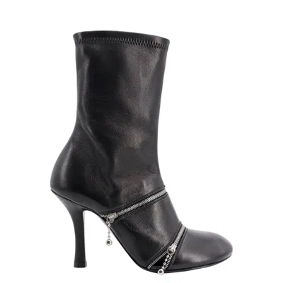 BURBERRY BURBERRY PEEP SQUARE TOE LEATHER ANKLE BOOTS