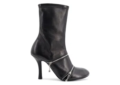Pre-owned Burberry Peep Zipdetailed Ankle Boots (women's) Sneakers In Black