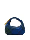 Burberry Medium Peg Check-pattern Shoulder Bag In Blue