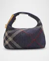 Burberry Womens Peg Medium Knitted Top-handle Bag Marine In Marine