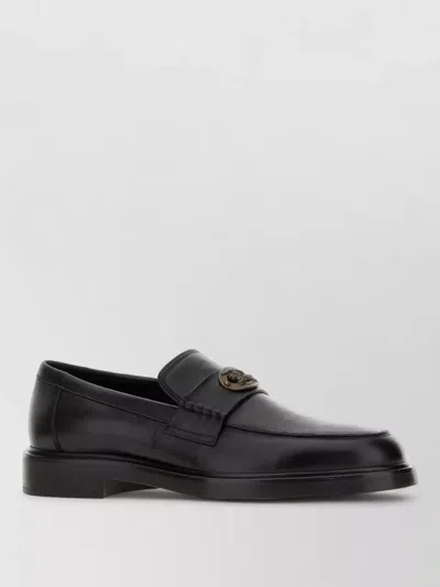 Burberry Pembroke Leather Monk Loafers Decorative Emblem In Black