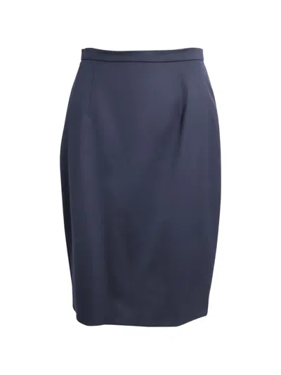 Pre-owned Burberry Pencil Midi Skirt In Blue