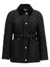 Burberry Belted Quilted Down Jacket In Black