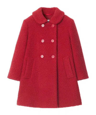 Burberry Kids' Peter-pan Collar Bouclé Coat In Red