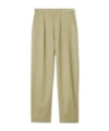 Burberry Petite Box-pleat Cotton Trousers In Brown