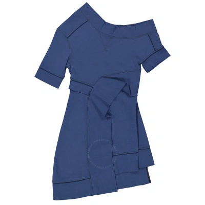 Burberry Pewter Blue One-shoulder Cotton-blend Sweatshirt Dress
