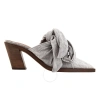 Burberry Pewter Melange Synthetic Tillington Ankle-wrap Mules In Pewter Melange
