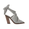 Burberry Pewter Melange Tillington Scarf Tie Detail Jersey Point-toe Mules In Pewter Melange
