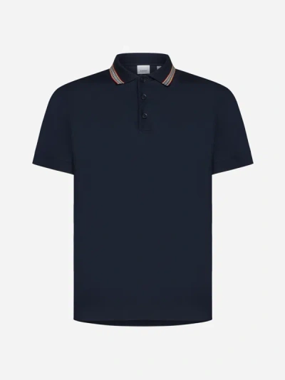 Burberry Pierson Logo Cotton Polo Shirt In Coal Blue
